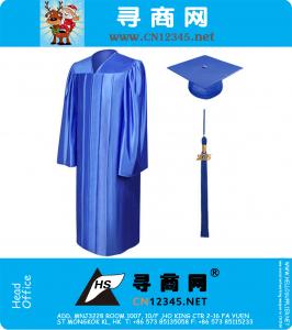 2016 Master Economy Shiny Royal Blue Graduation Gown Cap and Tassel