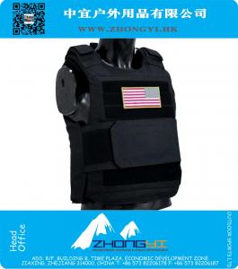 600D alta densidade poliéster Tactical Vest Preto Airsoft placa de suporte com placa de plástico equipamento militar