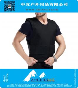 Negro O-Cuello de la cintura ajustable impermeable resistente al pinchazo ropa ligera chaleco táctico