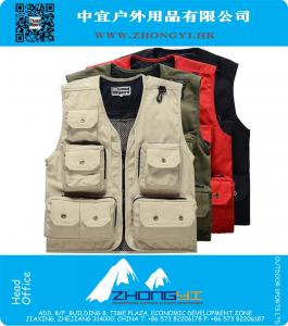 Casual Sport Outdoor Vest Mannen Multi Pocket Mesh Photo Hunting Fish Vest mouwloze jas