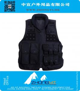 Militares 600D Nylon Tactical Vest Combate Wargame CS Velcro Jacket com bolsas Cor Preto