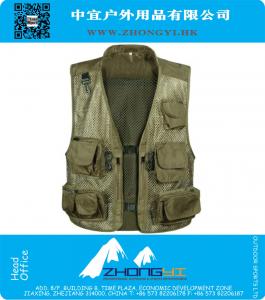 Multi bolsillo camuflaje fotografía táctico del chaleco del chaleco de camuflaje para hombre recreativo chaleco prendas casuales
