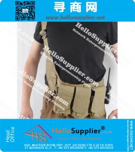Over-shoulder triple magazine pouch carrier airsoft paintball tactical vest modular MOLLE military tactical vest