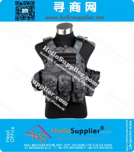 Placa de suporte w 3 bolsas Tactical Vest (típico) colete de proteção 800D Molle Combate greve placa de suporte