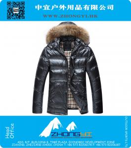 Starke warme Duck Down Winter Jacket Men Wasserdicht realer Pelz-Kragen-Winter Parkas Mantel mit Kapuze Außen unten