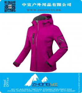 Mujeres impermeables de las señoras de la chaqueta de Softshell aire libre Deportes abrigos chica Soft Shell Esquí Excursión a prueba de viento del invierno Outwear