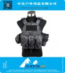 Tactical em estilo militar placa de suporte Vest com saco 3 bolsas
