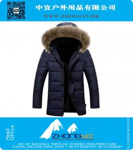 Men Winter Coat 2015 New Fashion Thicken Cotton Jackets Outerwear Fur Collar Plus Size M-3XL Casual Hooded Outdoor Down Overcoat