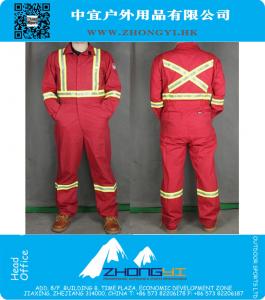 Tactical Vest Mens 100% Cotton Reflective Working Coveralls Clothes Long Sleeve Safety Protective Bigger Size One Piece Uniform